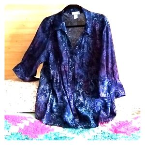 Batik blouse- blue&purple 1x